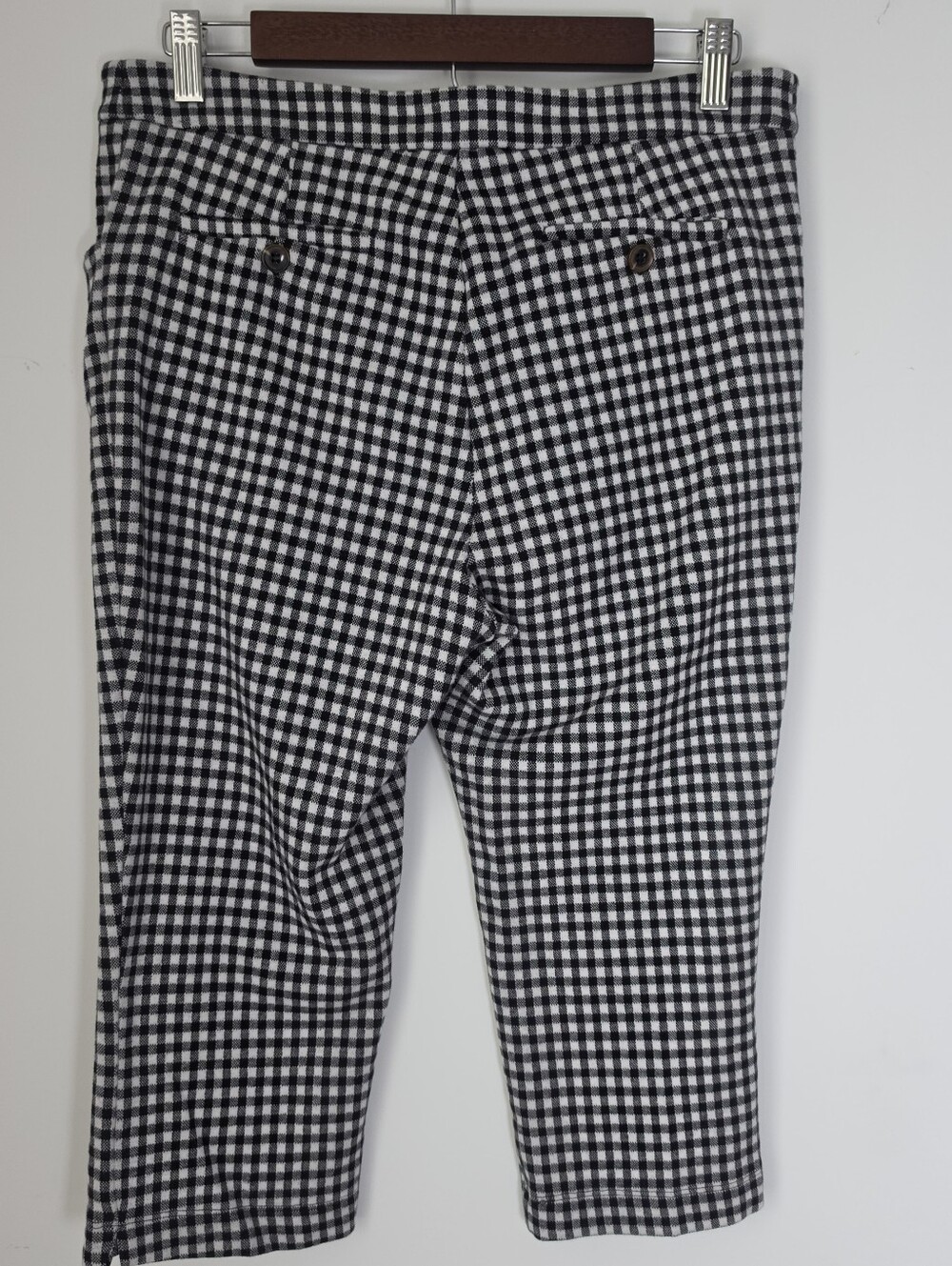 Anthropologie Gingham Petal Pusher Pants in Black & White - Picture 5 of 12